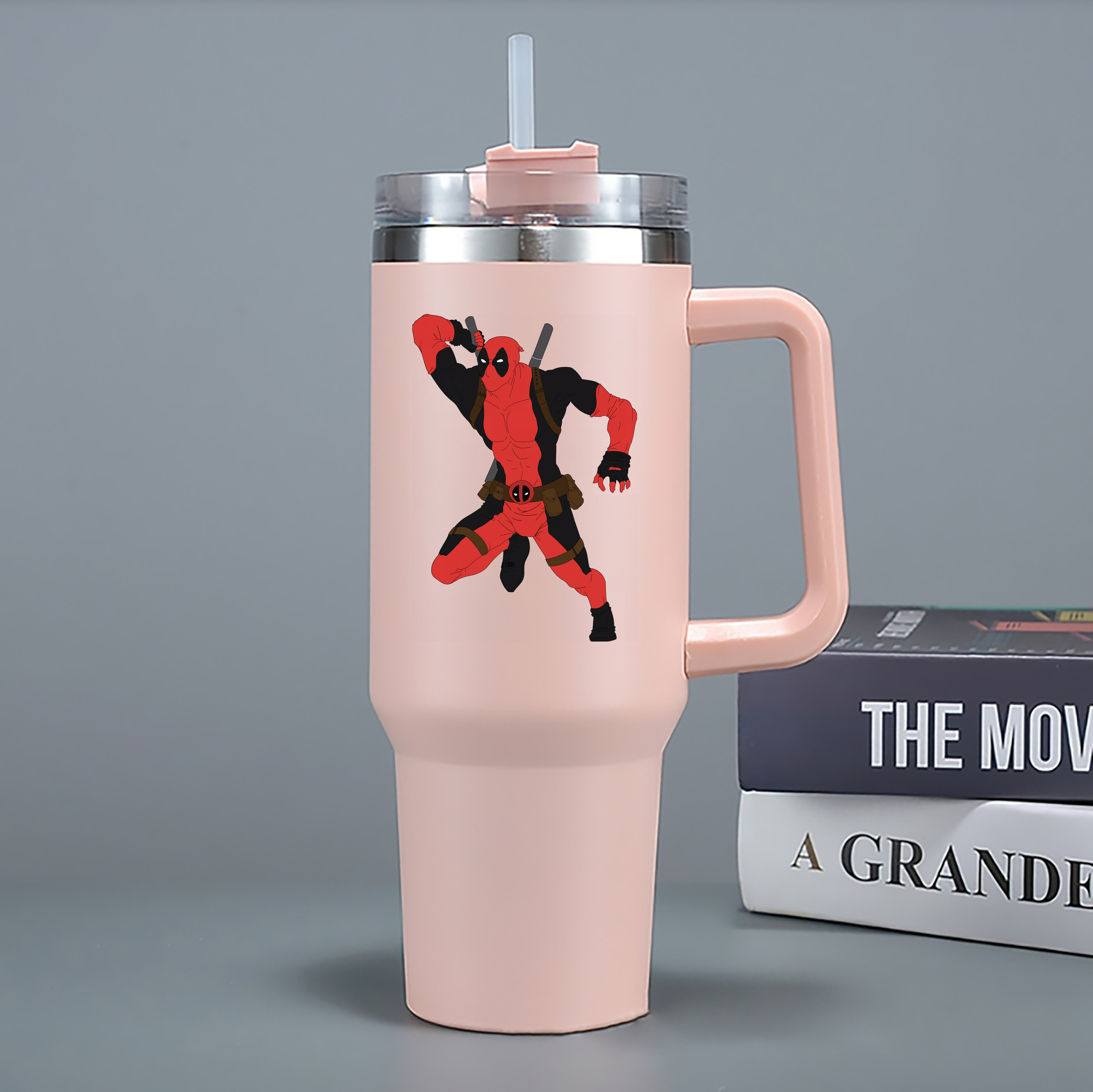 （画像用） Deadpool デッドプール 1200mL車用タンブラー - クリスタルステッカー（プラスチックストロー付き）